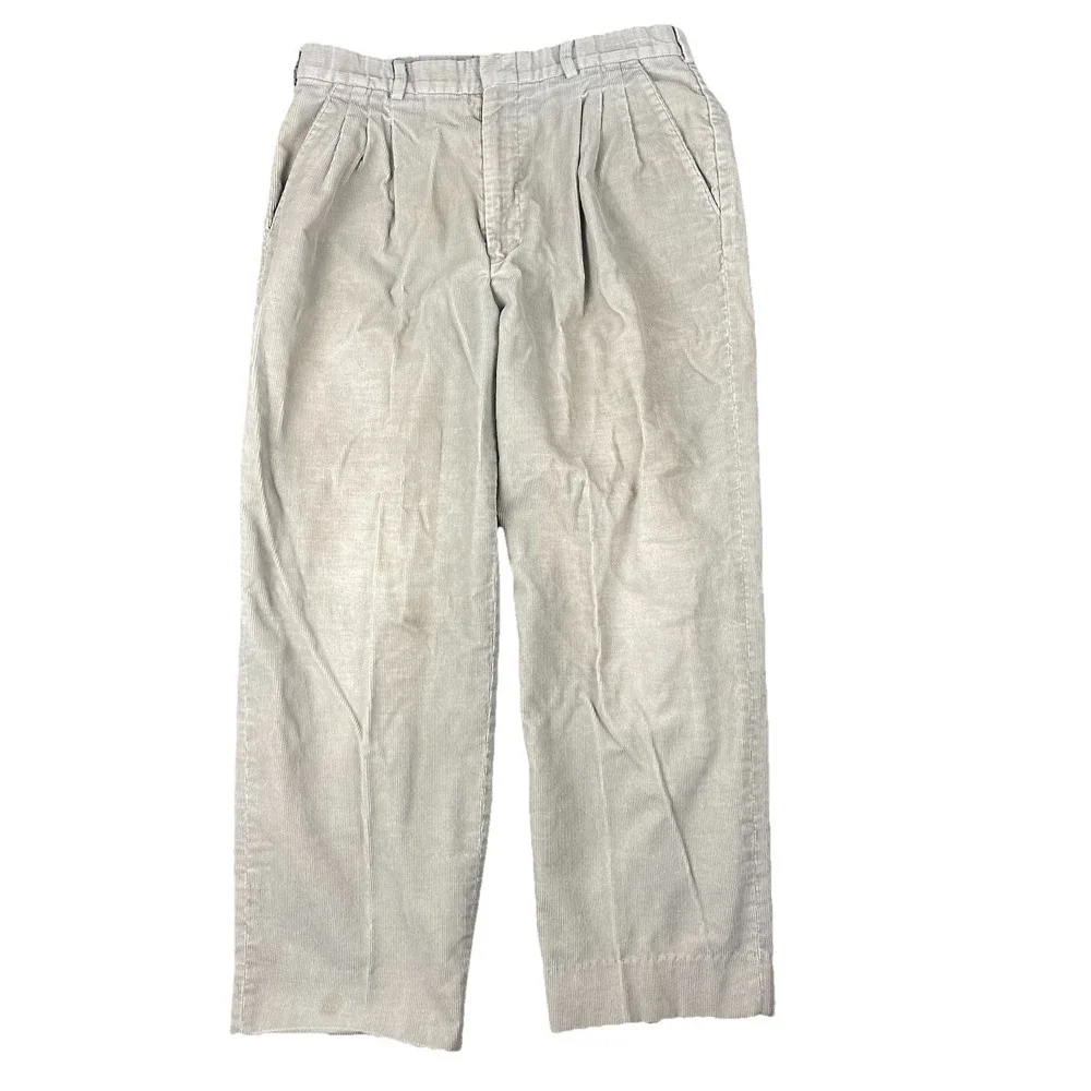 Eddie Bauer Men's Corduroy Pants Pleated 31 Brown 80's hipster wide‎ leg Vintage